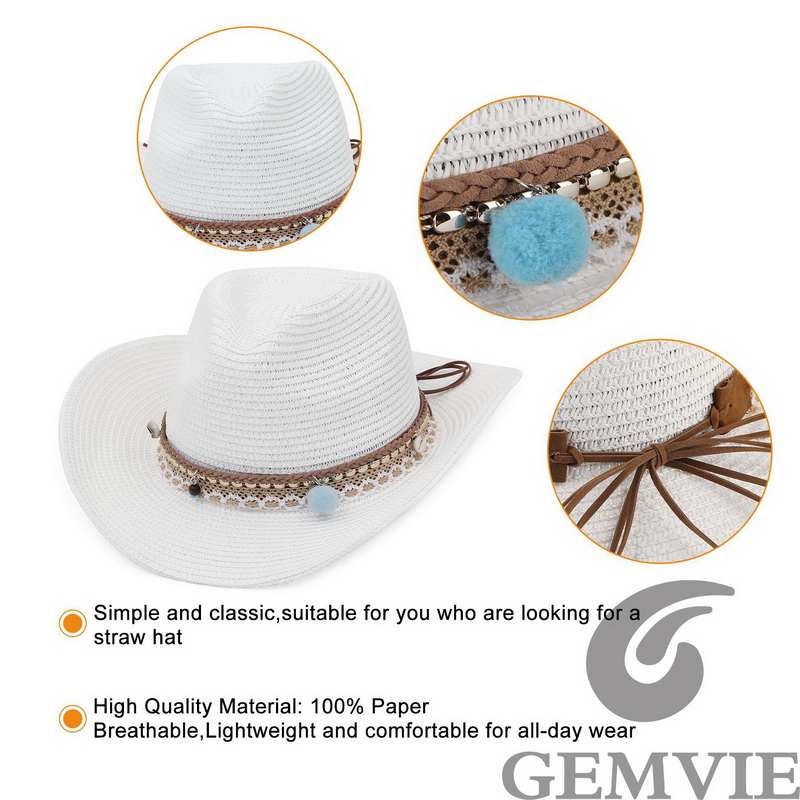 GEMVIE Sombrero de Paja Estilo - Cowboy Hat Straw reseña y precio