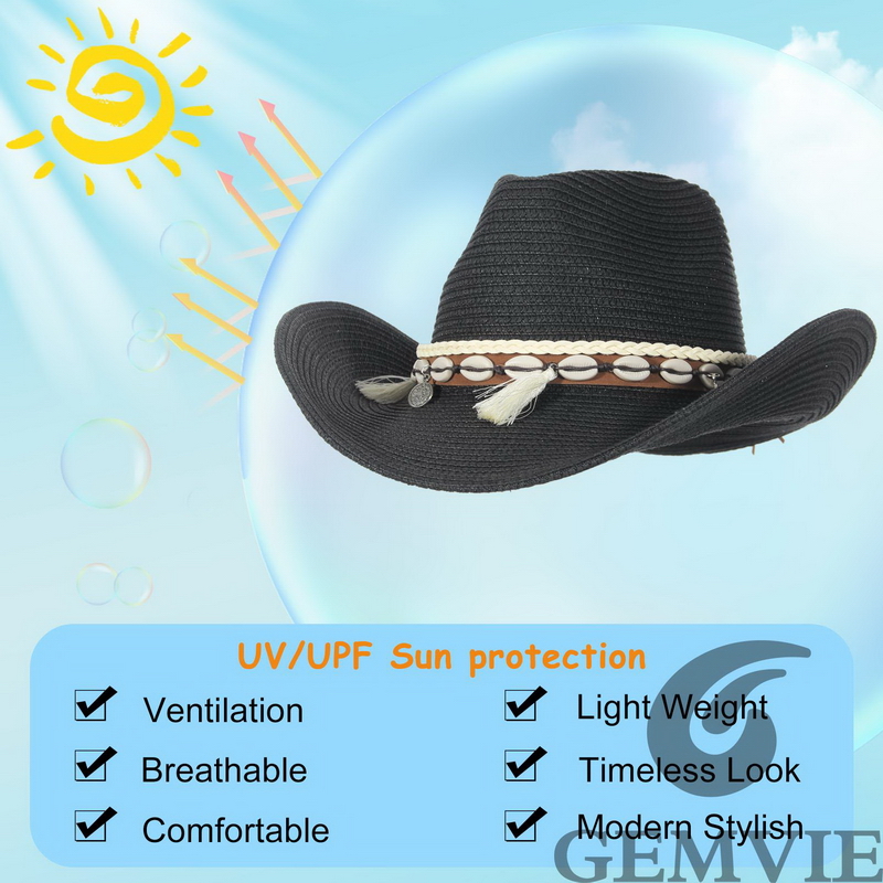GEMVIE Sombrero de Paja Estilo - Cowboy Hat Straw reseña y precio